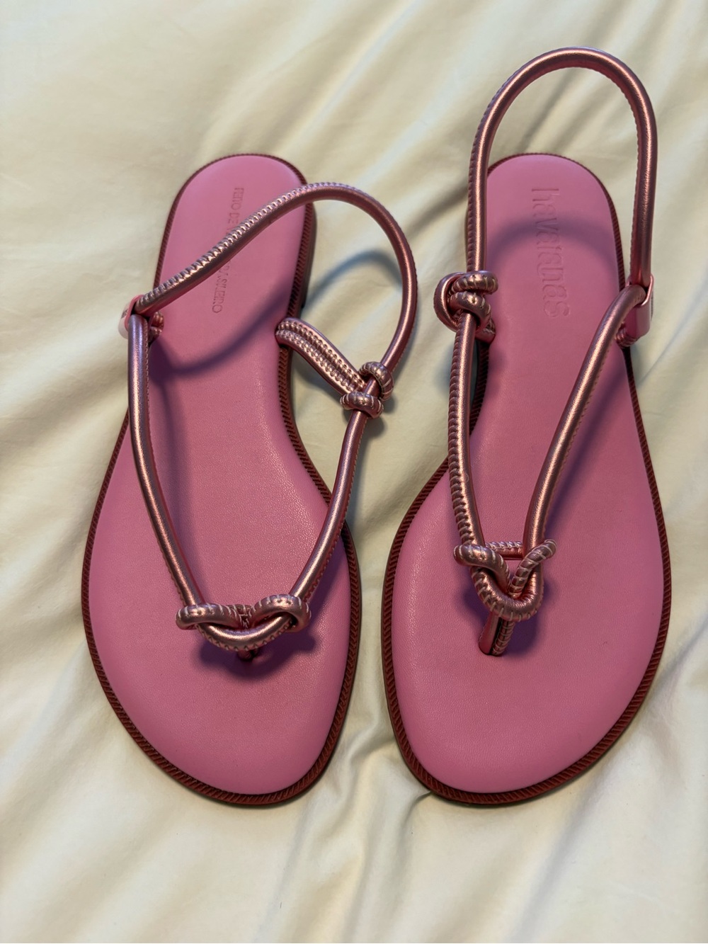 Havaianas Metallic Rose Pink Knot-Detail Sandals